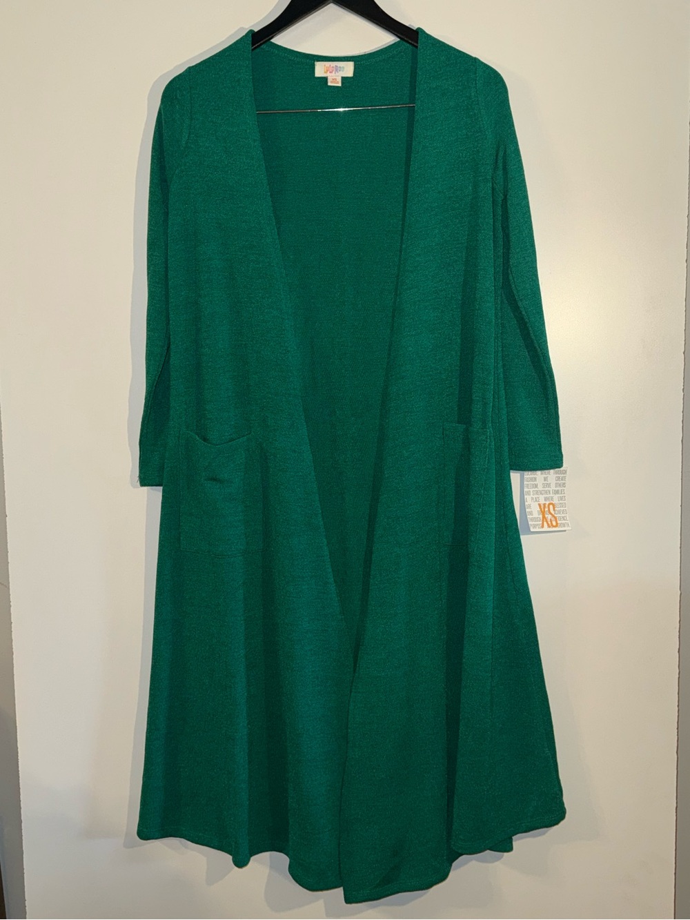 LuLaRoe Sarah Emerald Open-Front Duster Cardigan
